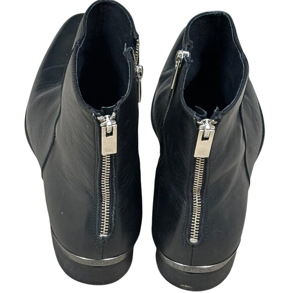 River Island Two zip up Men boot in black Leather Size 9 UK, 10 USA